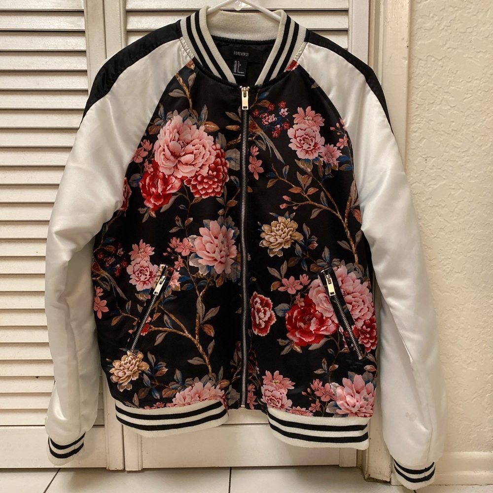 Forever 21 Floral Bomber Jacket
